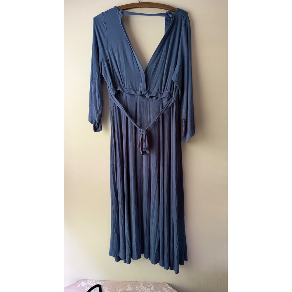 LILA Laborwear Nursing Dress Womens Small Blue Good Maternity Wrap Open Back